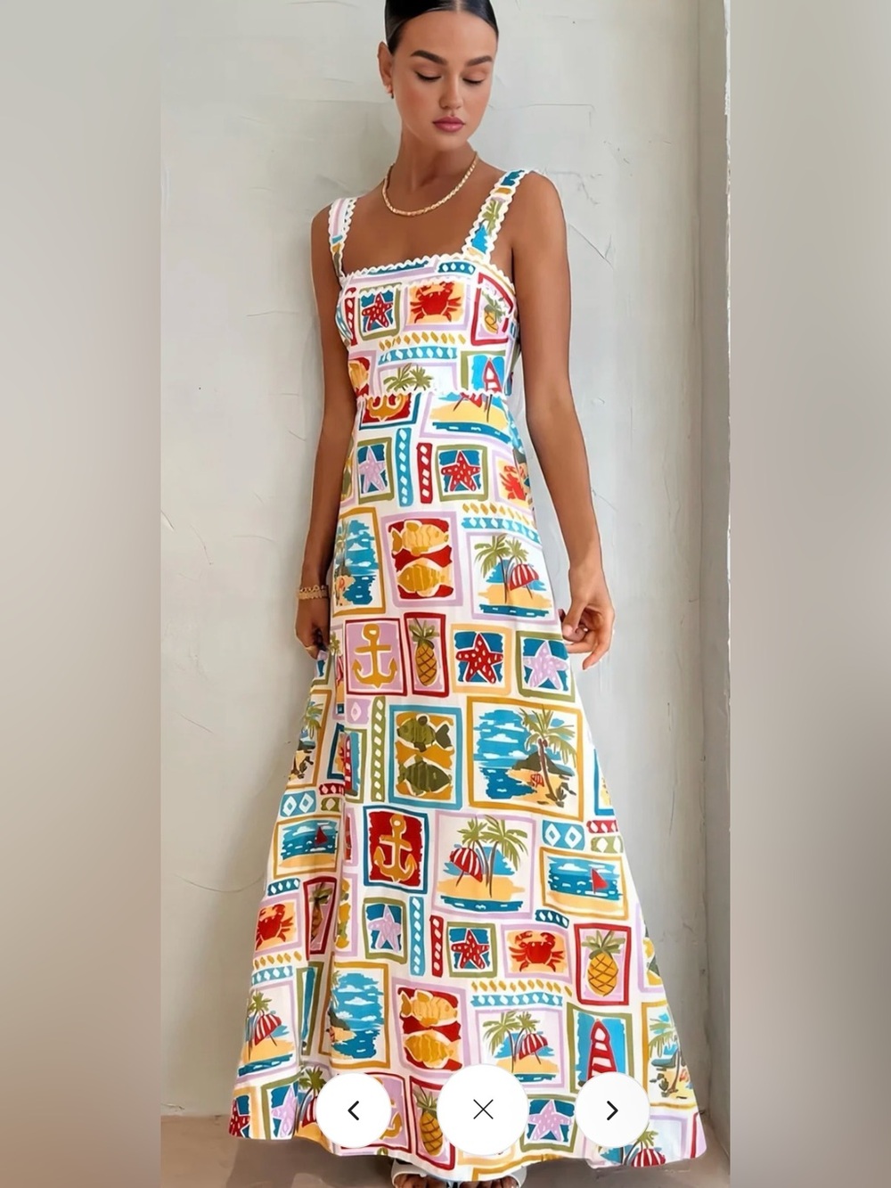 Commense Multicolor Tile-Print Maxi Dress
